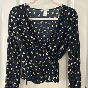 Long Sleeve, Tie waist, Floral Blouse